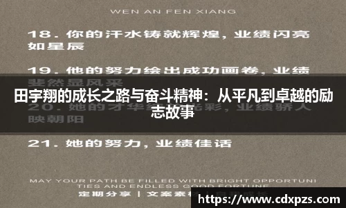 田宇翔的成长之路与奋斗精神：从平凡到卓越的励志故事